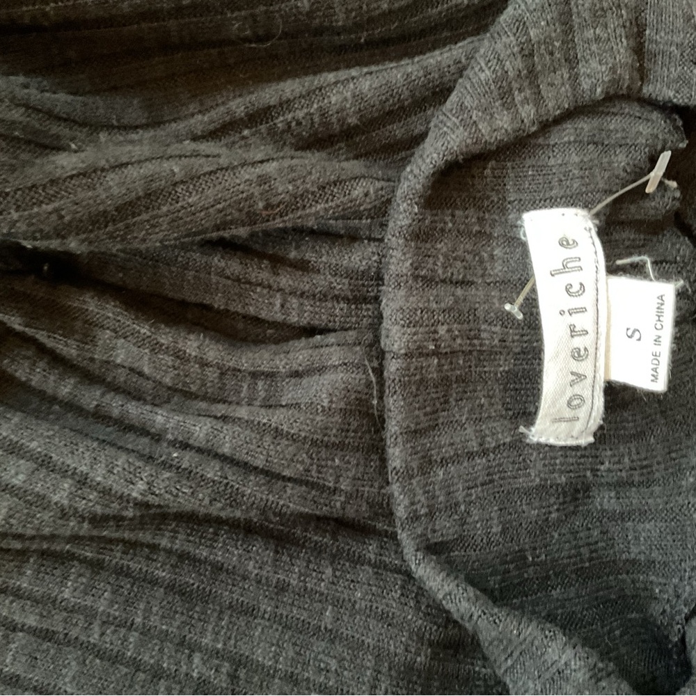 Love Riche Dark Gray Ribbed Sweater - Picture 4 of 4